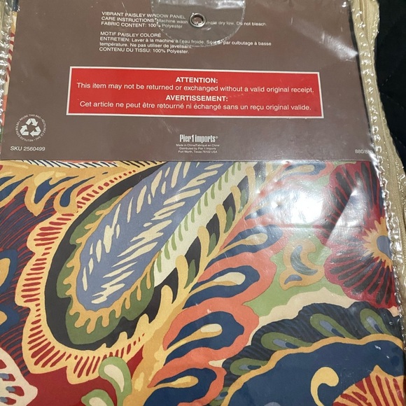 New Rare Pier 1 Vibrant Paisley Patterned Window Lined Curtain Panels 54”x 84” - Picture 11 of 11